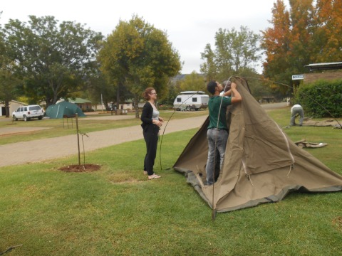 Putting up the tents!