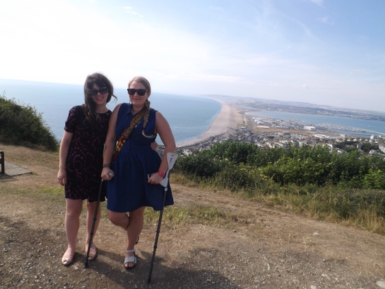 This is my best friend Esli who came to visit me in Dorset. See my crutches! Oh and the beautiful coastline....